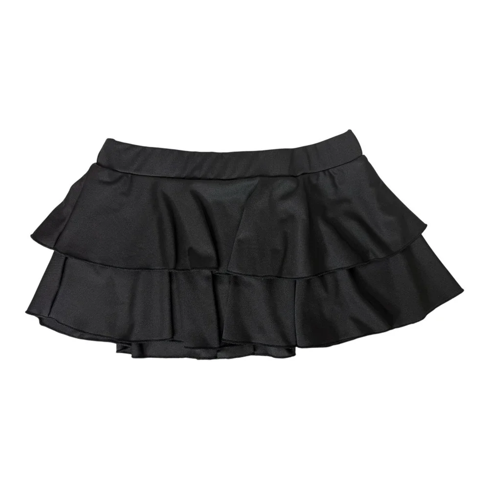 Avidlove Black Tiered‎ Mini Pull On Skirt Women's M